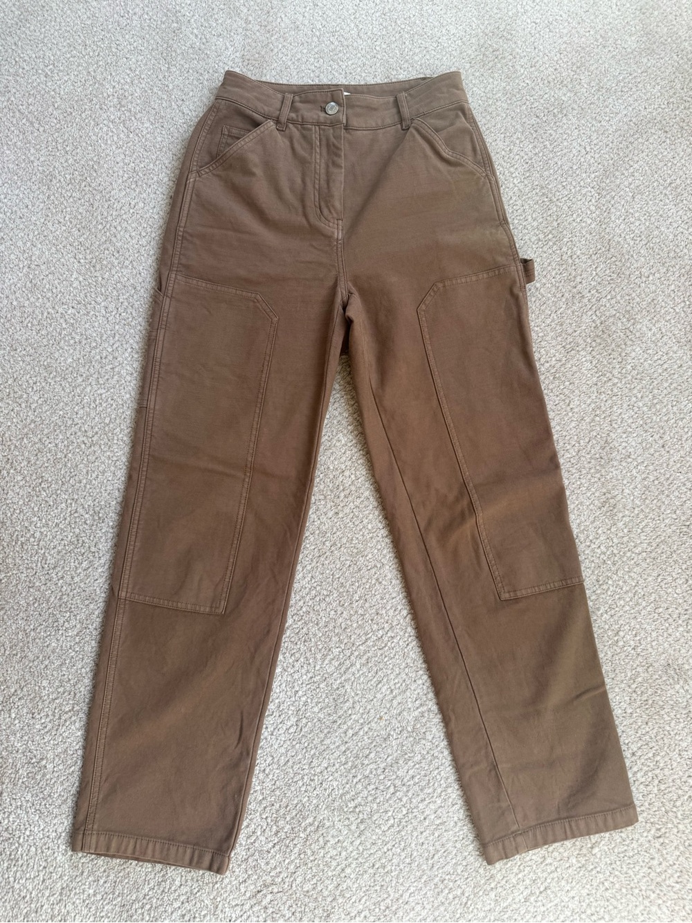 Wilfred tan high-rise straight pants